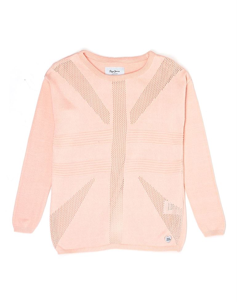 Pepe Jeans Girls Graphic Print Pink Sweater